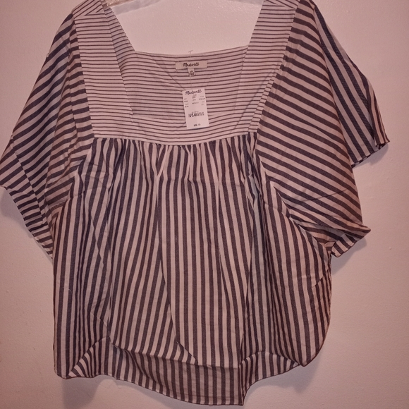 NWT MADEWELL TOP Butterfly Stripe Play Bluish Gray 2X - Picture 4 of 9